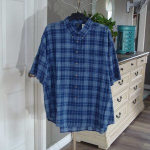 3X Plaid Button Down Short-Sleeve